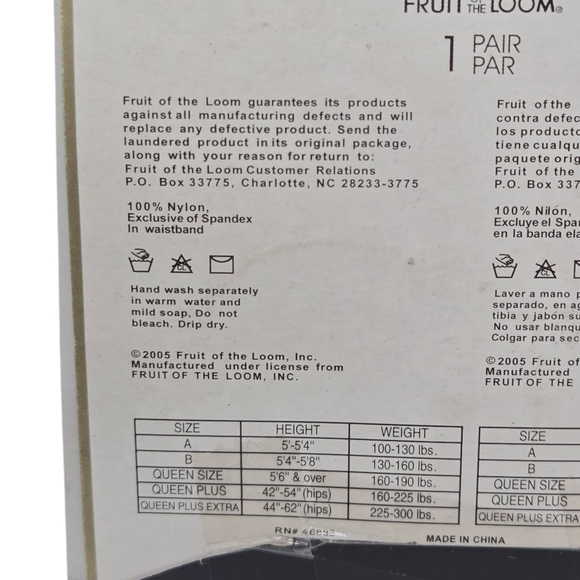 Vintage Fruit Of The Loom Ultra Sheer Off Black Pantyhose Size B M/L 2 Pairs - Picture 5 of 6